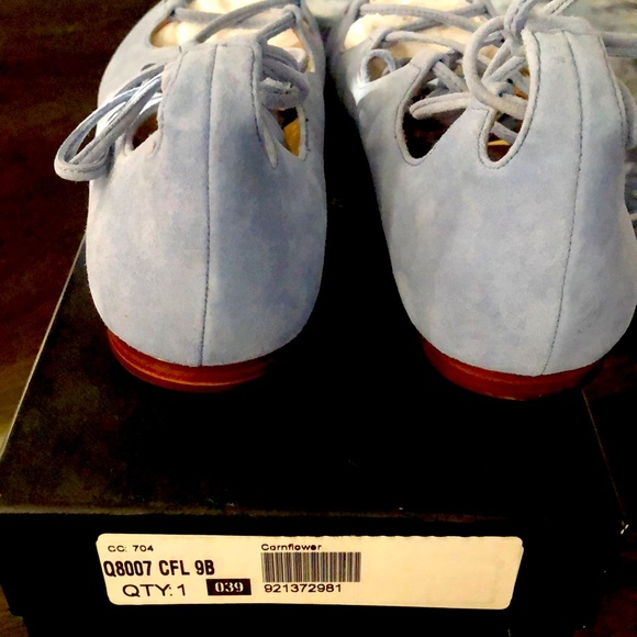 COACH Justine Suede Pointed Toe Ankle Strap Flats - Picture 5 of 6